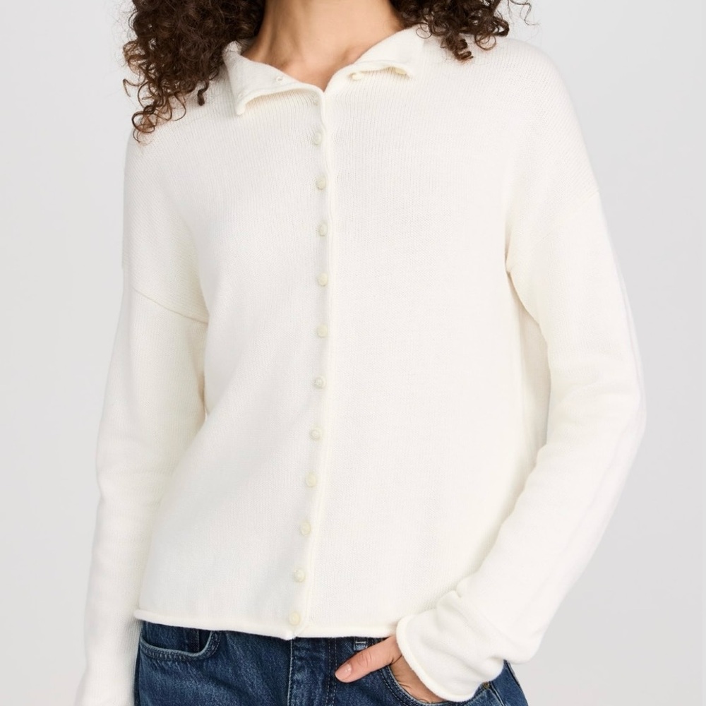 Alex Mill Ivory Taylor Rollneck Knit Cotton Cashmere Cardigan Small